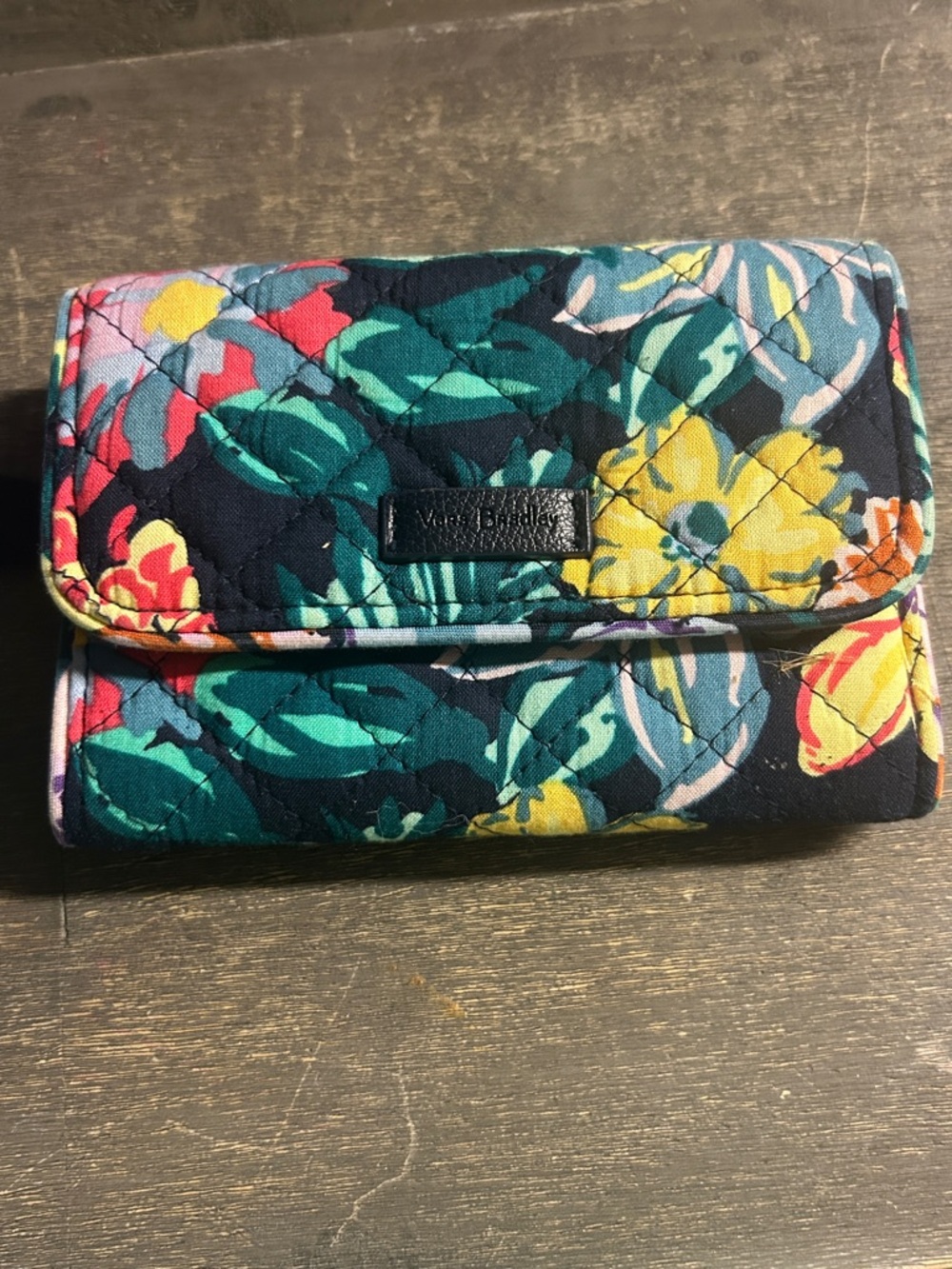 Vera Bradley Navy Multi Floral Quilted Trifold Wallet‎